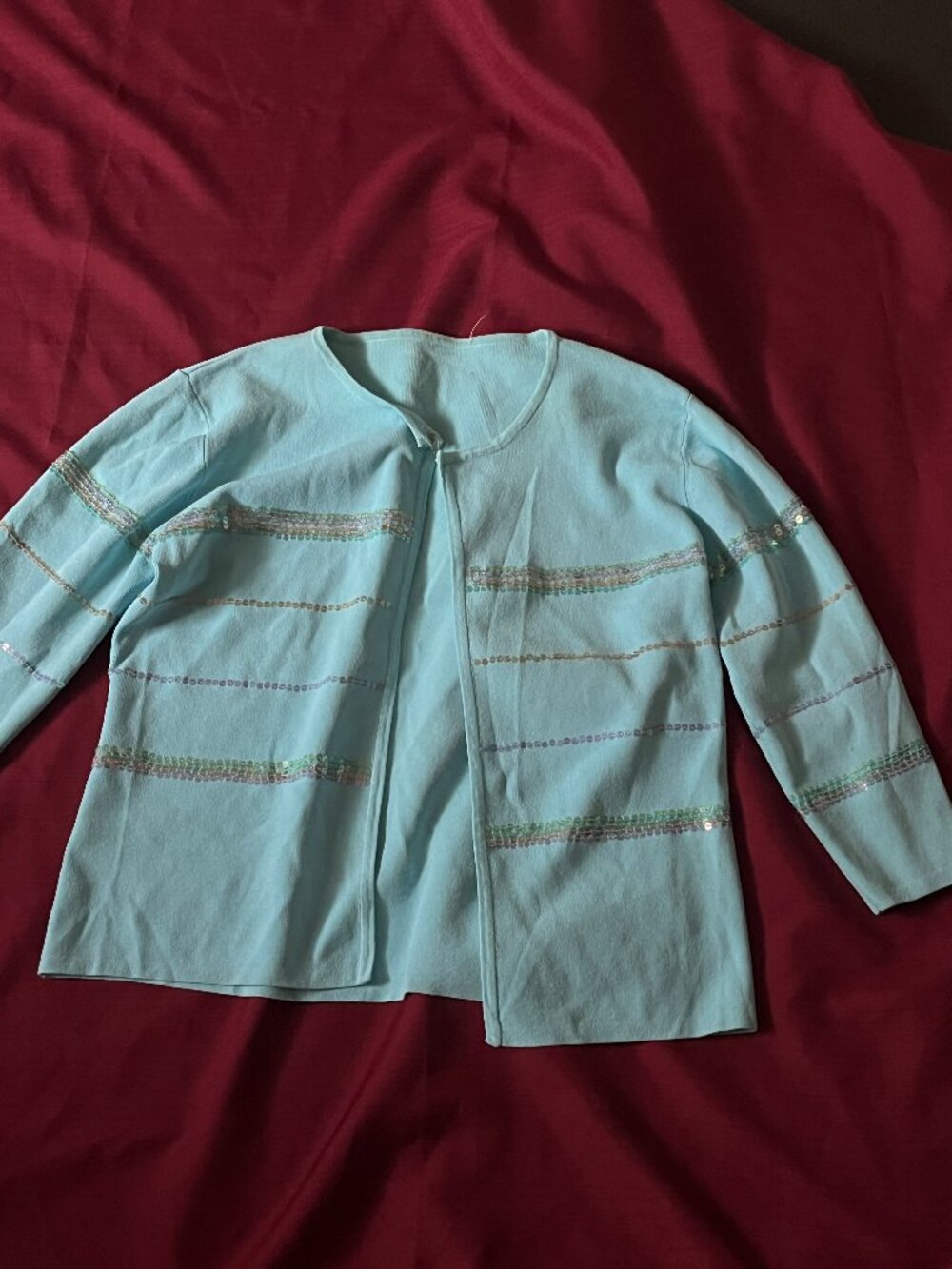 Super cute pastel cropped top cardigan for women size Medium with sequins